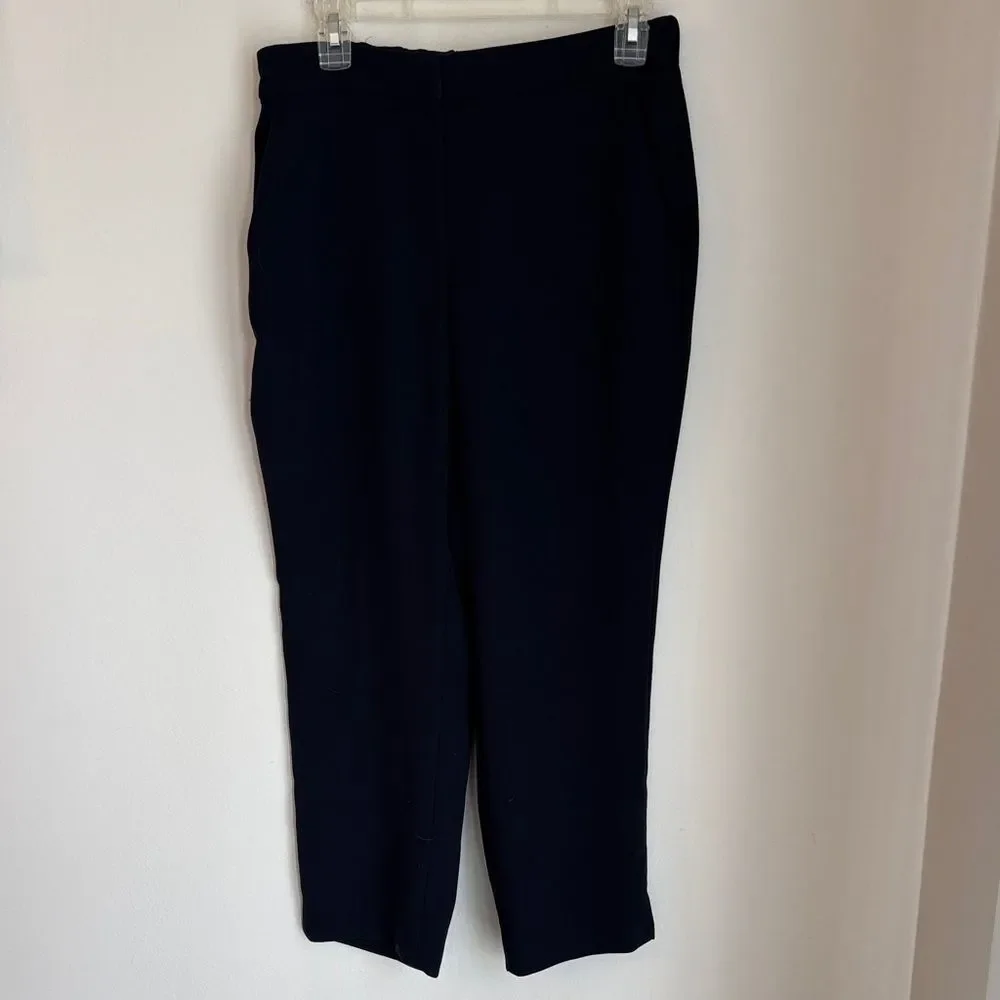 J. Crew women’s straight leg navy blue stretchy elastic waist cropped Pants 10P